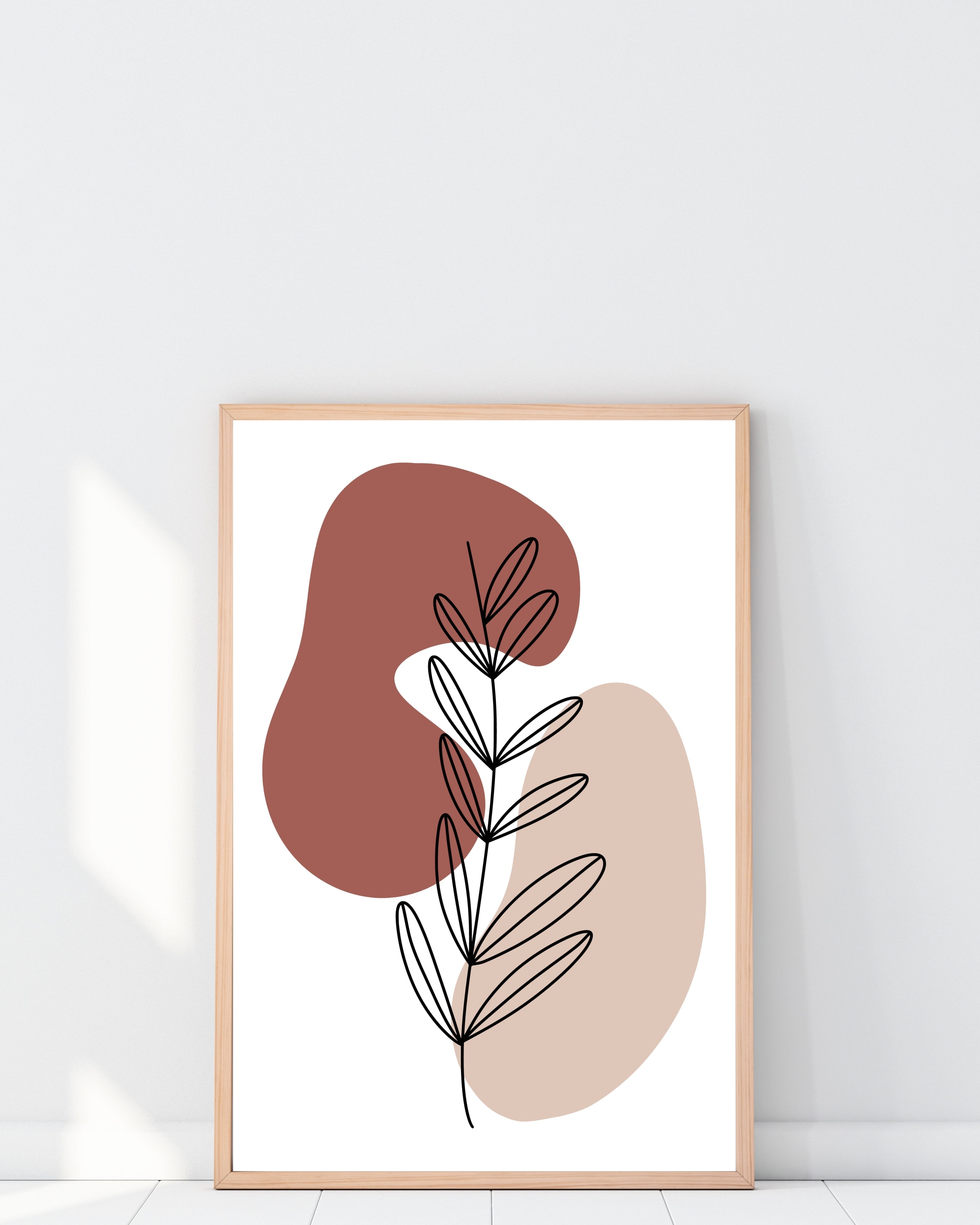 Abstract Botanical Line Art – Terracotta and Beige Print