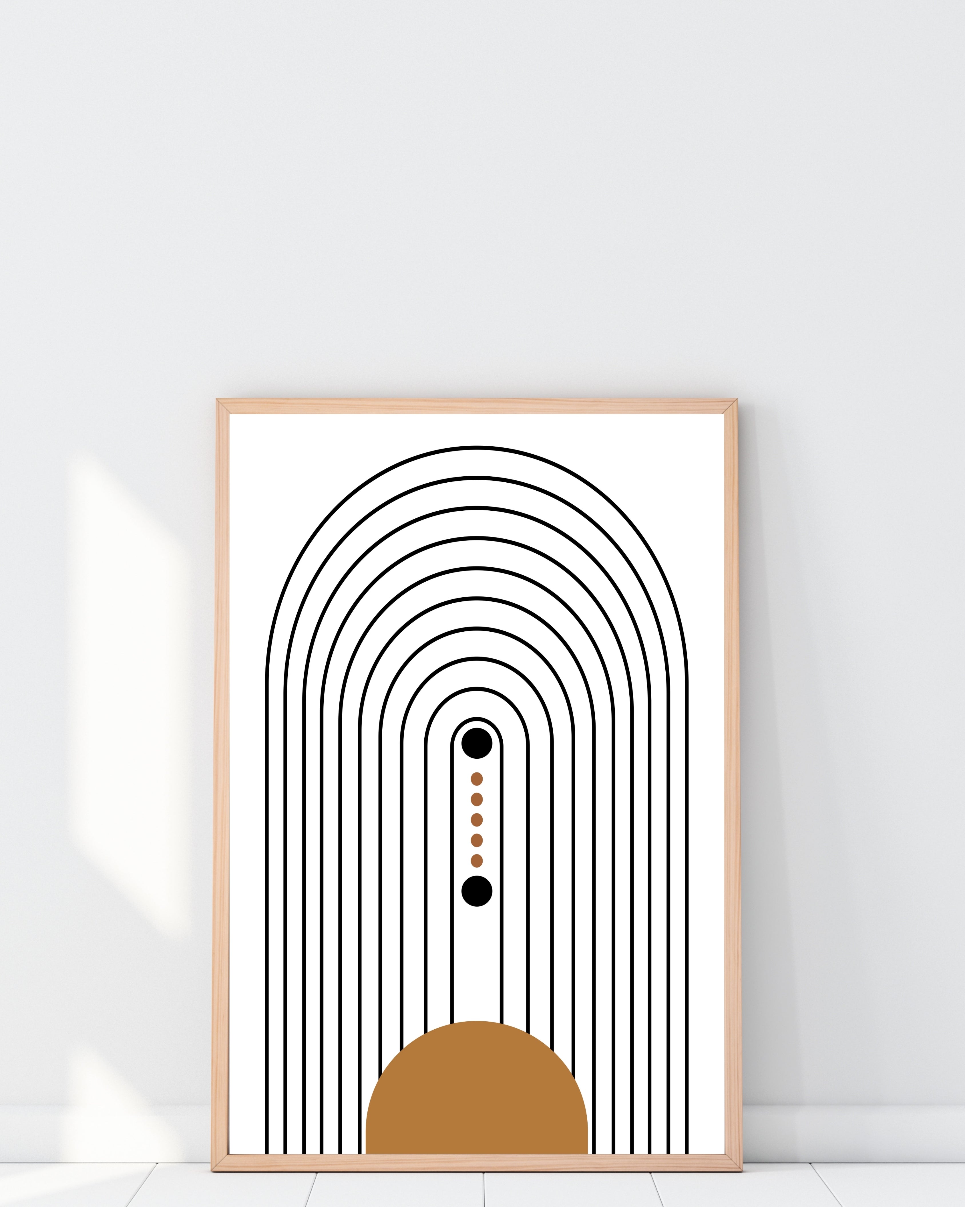 Modern Geometric Arch Wall Art with Dot Accents