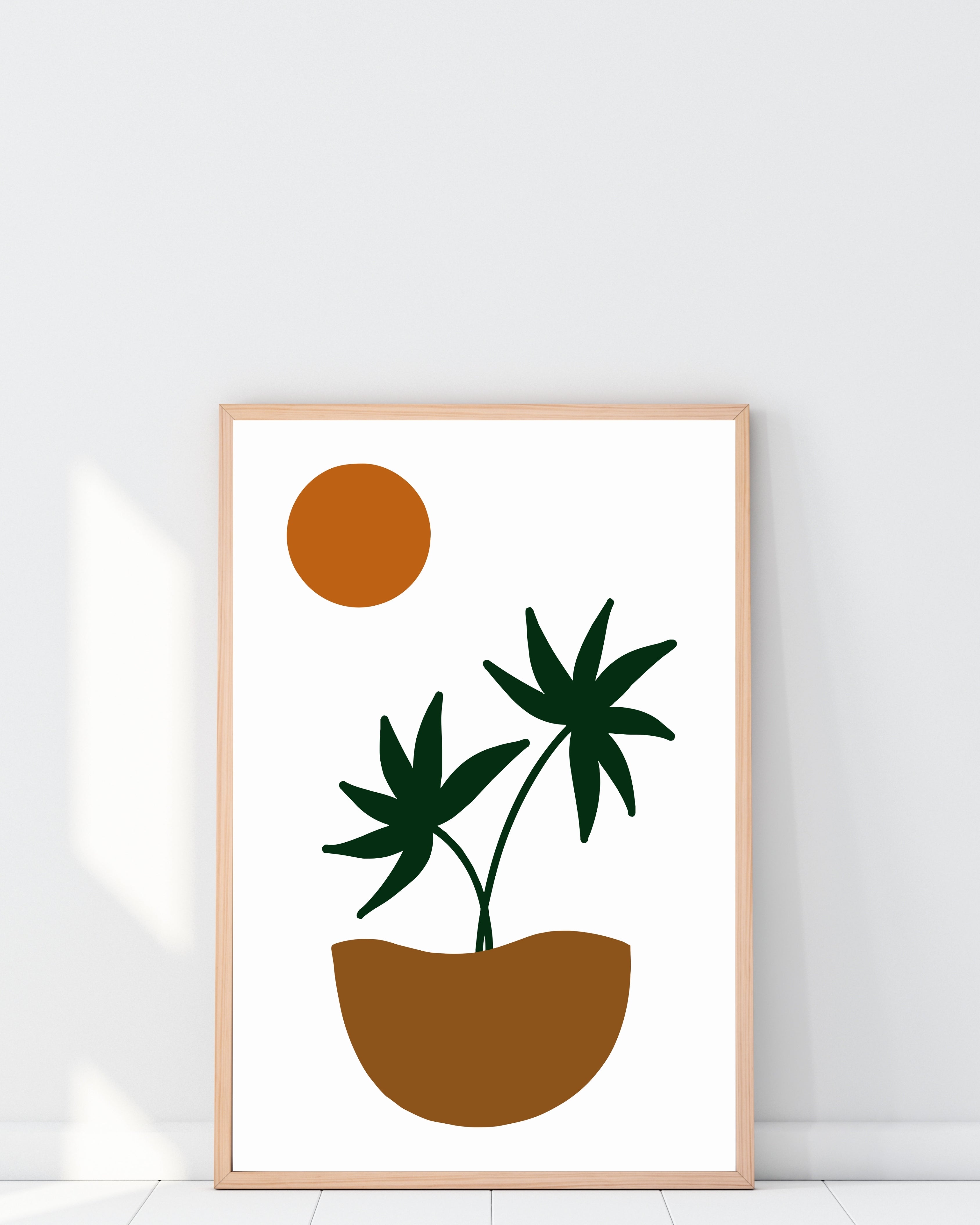 Abstract Palm Plant Wall Art – Minimalist Boho Print