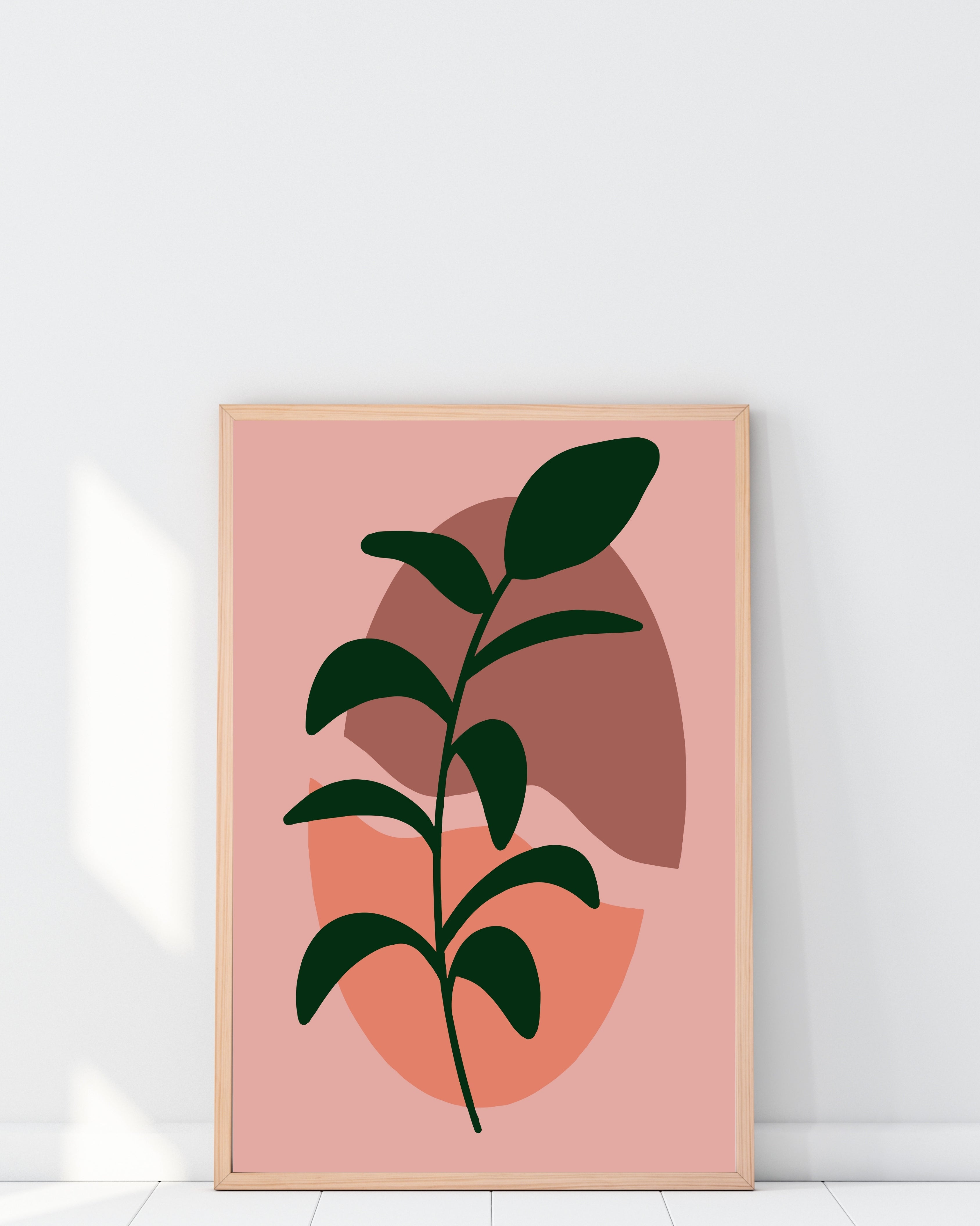 Abstract Botanical Wall Art – Pink and Earth Tone Print
