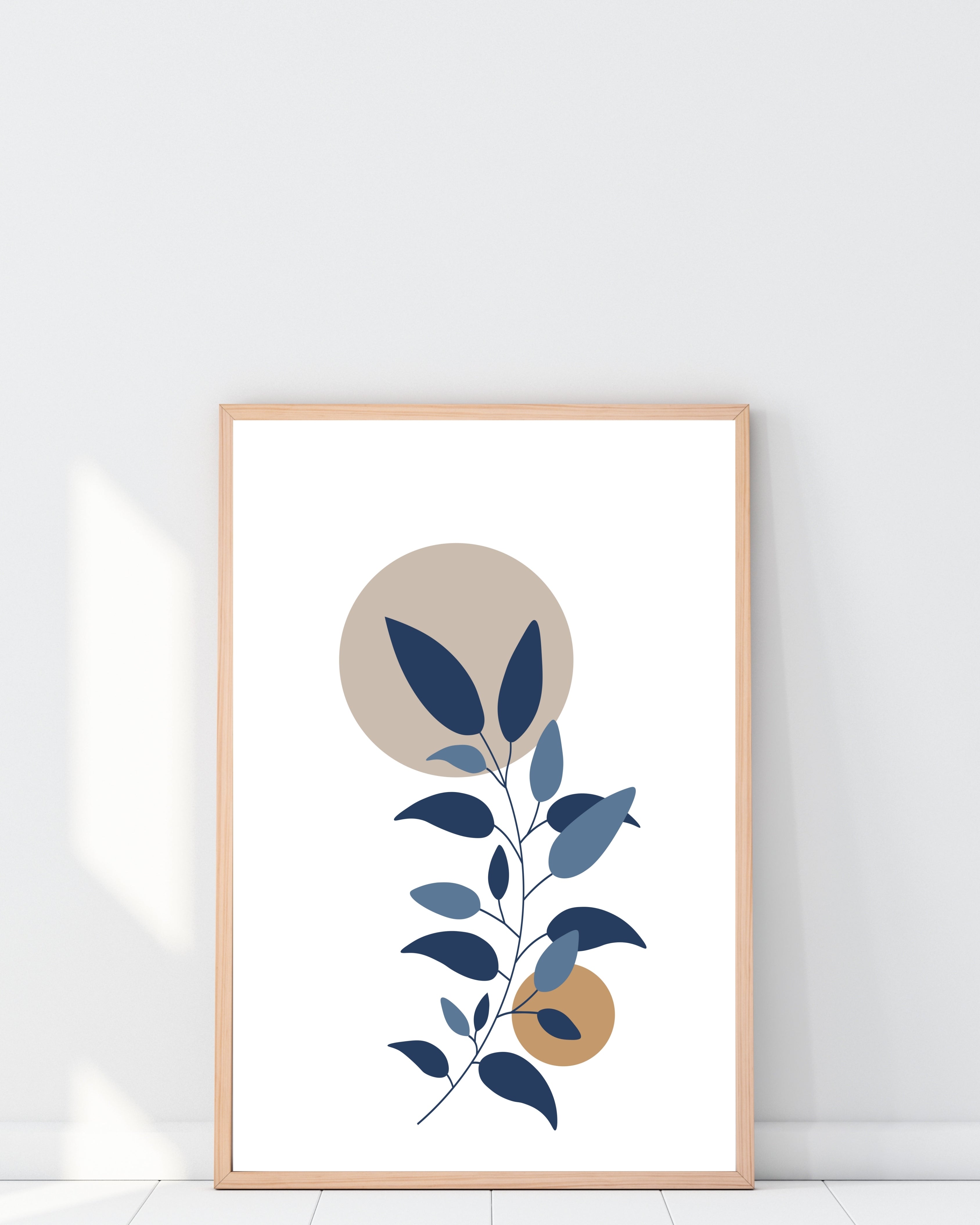 Blue Botanical Abstract Wall Art Print