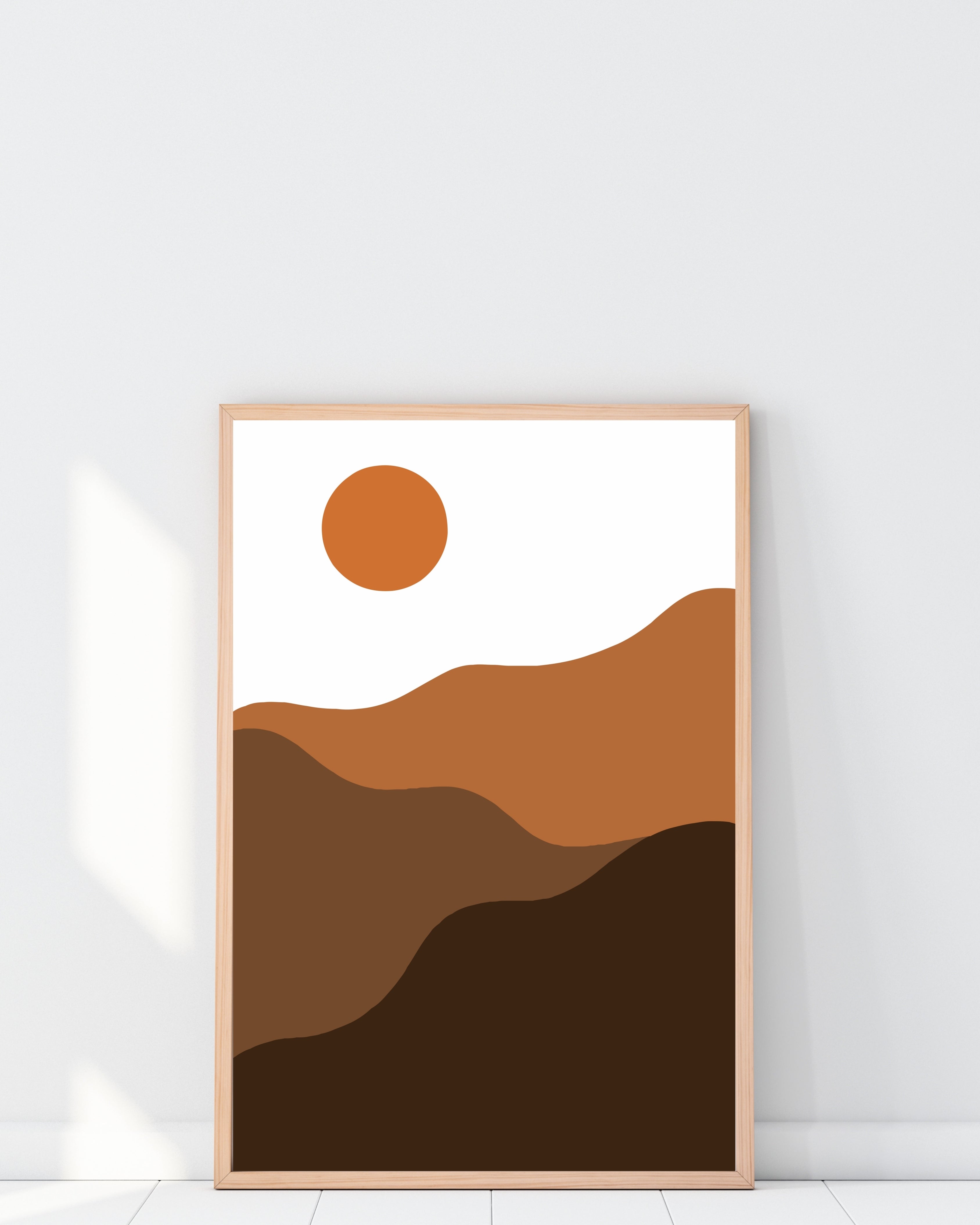 Minimalist Sunset Mountain Landscape Wall Art Print