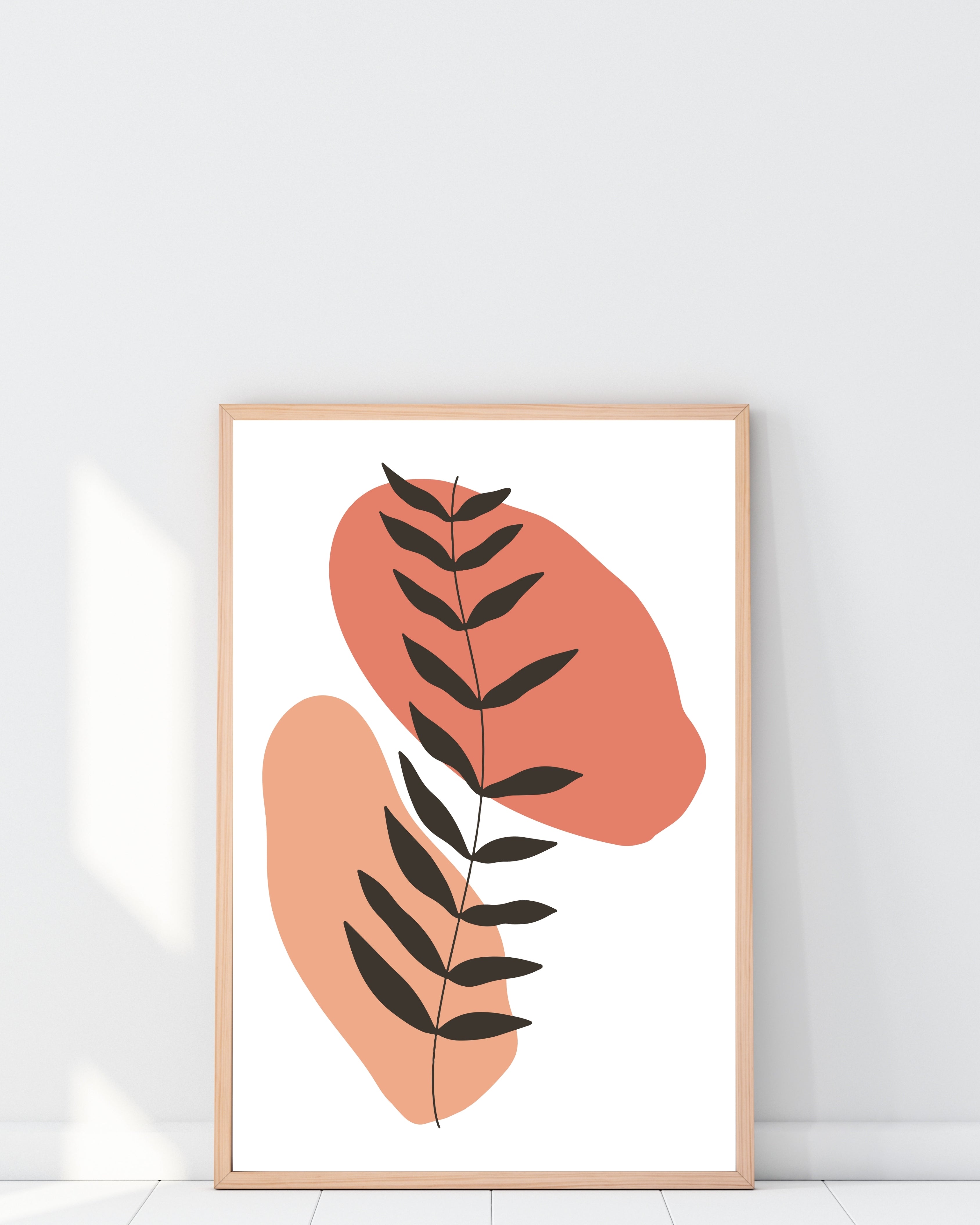 Abstract Botanical Wall Art – Terracotta Minimalist Print