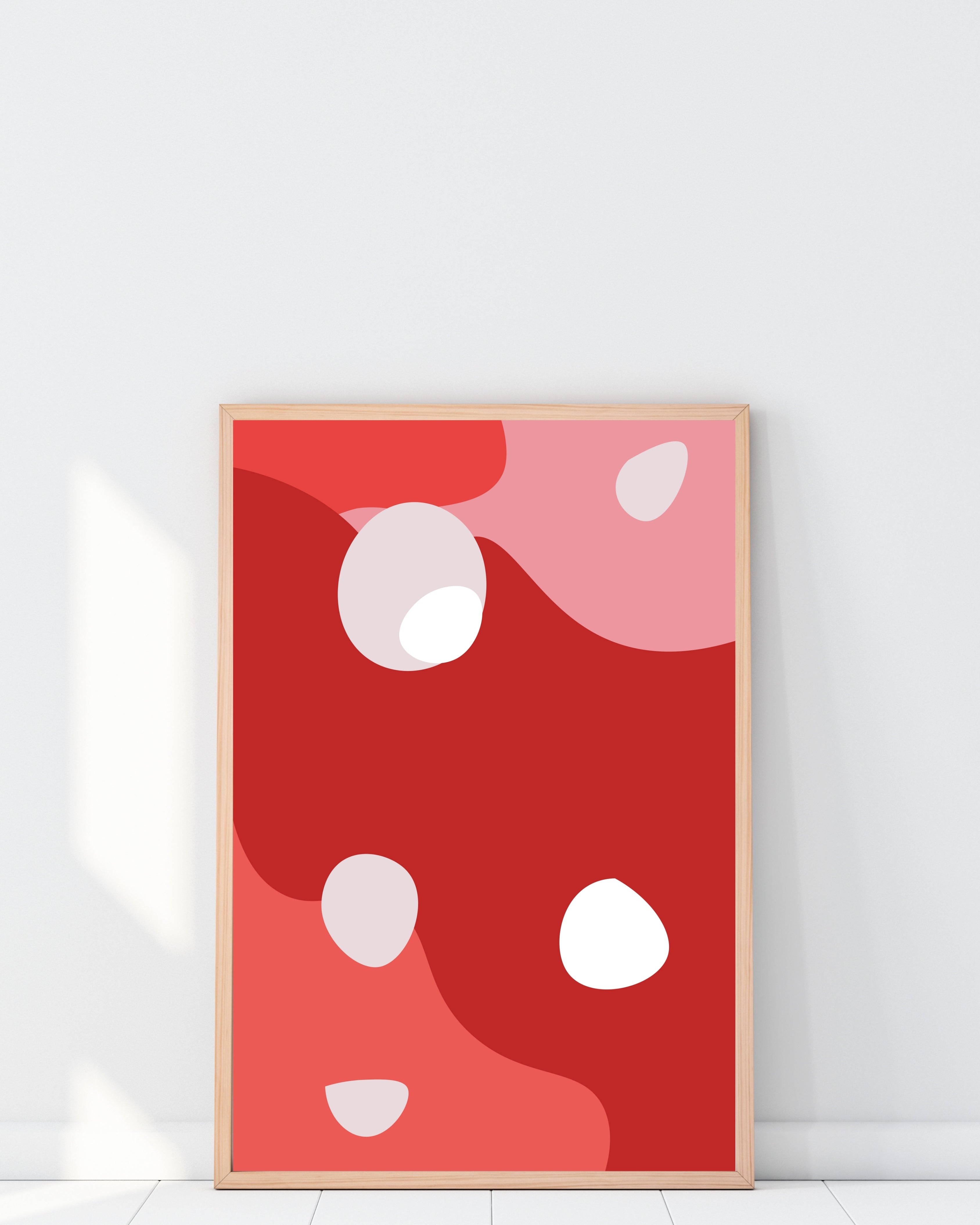 Bold Red Abstract Geometric Wall Art Print