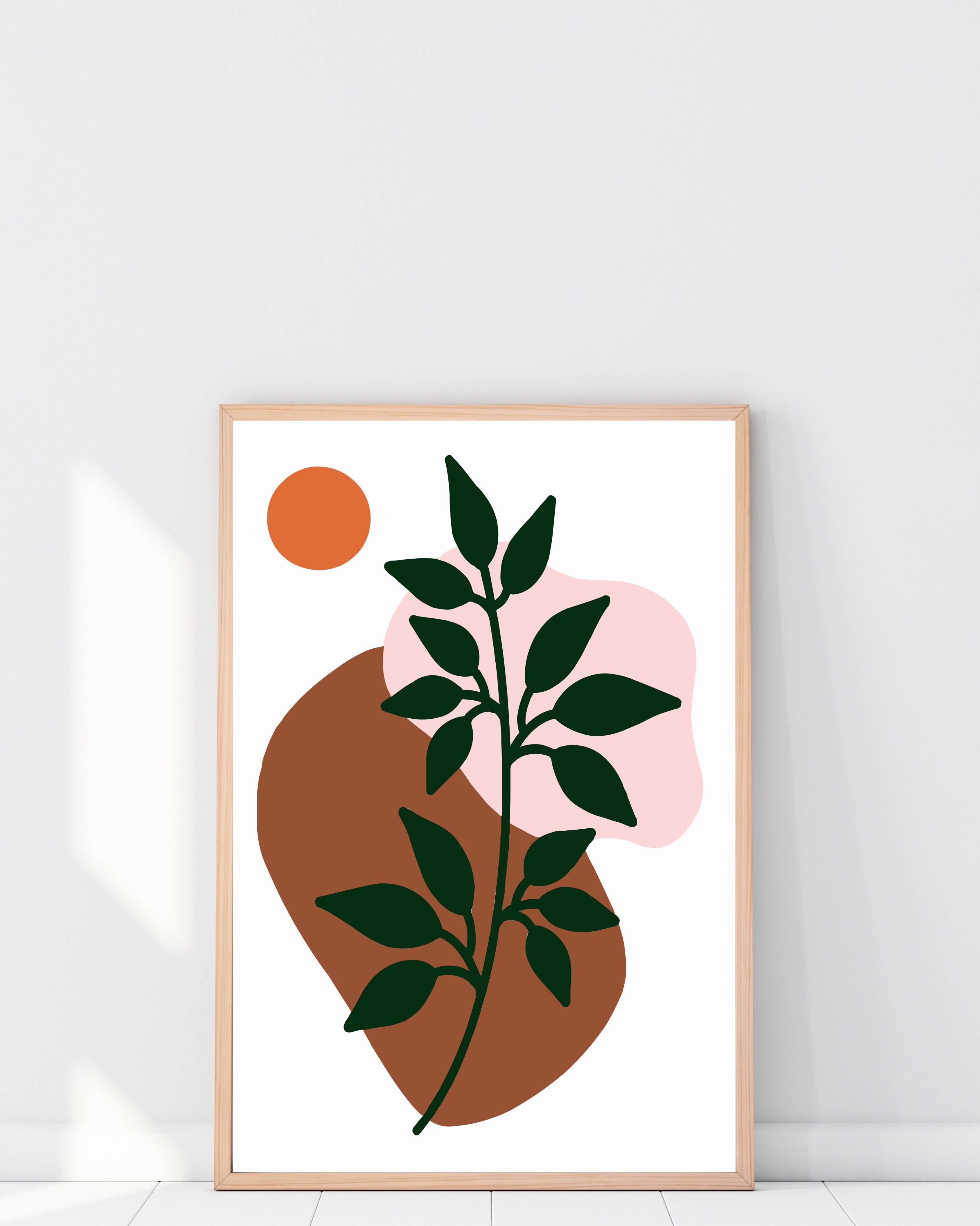 Abstract Botanical Wall Art – Earthy Minimalist Print