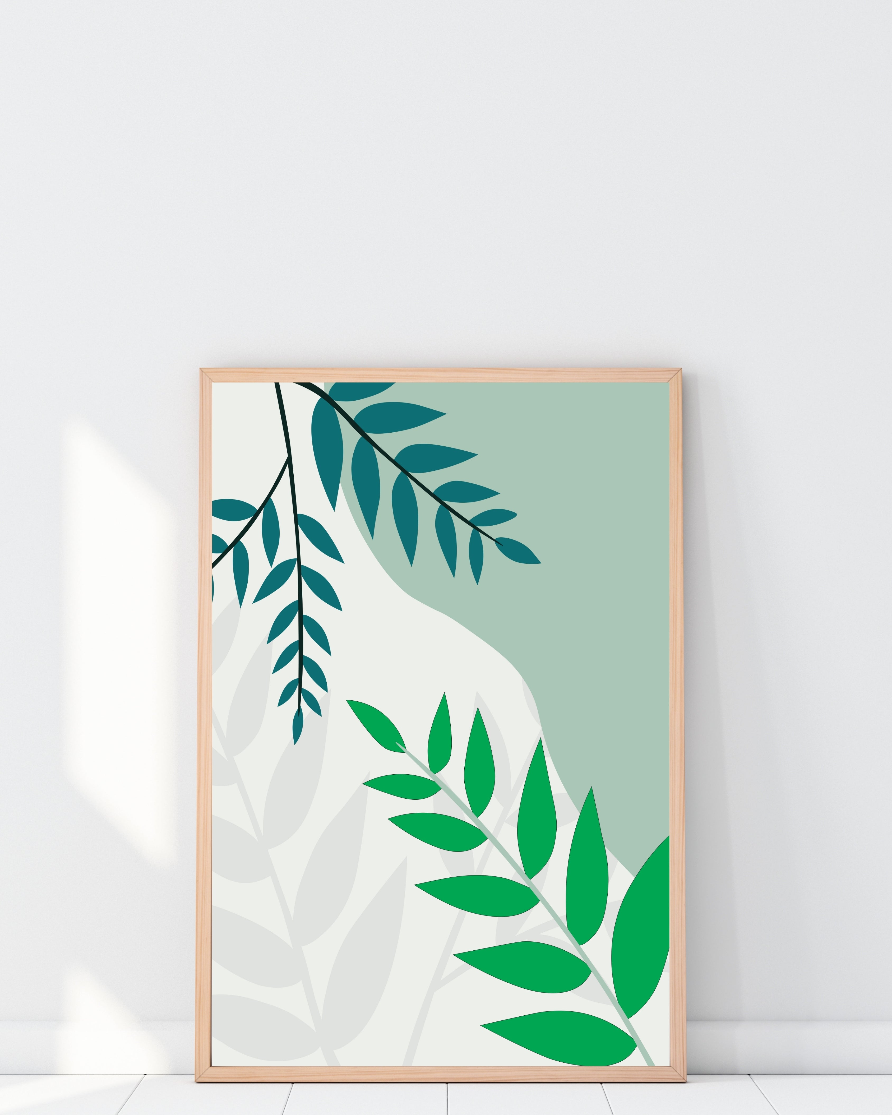 Modern Botanical Leaf Abstract Wall Art Print