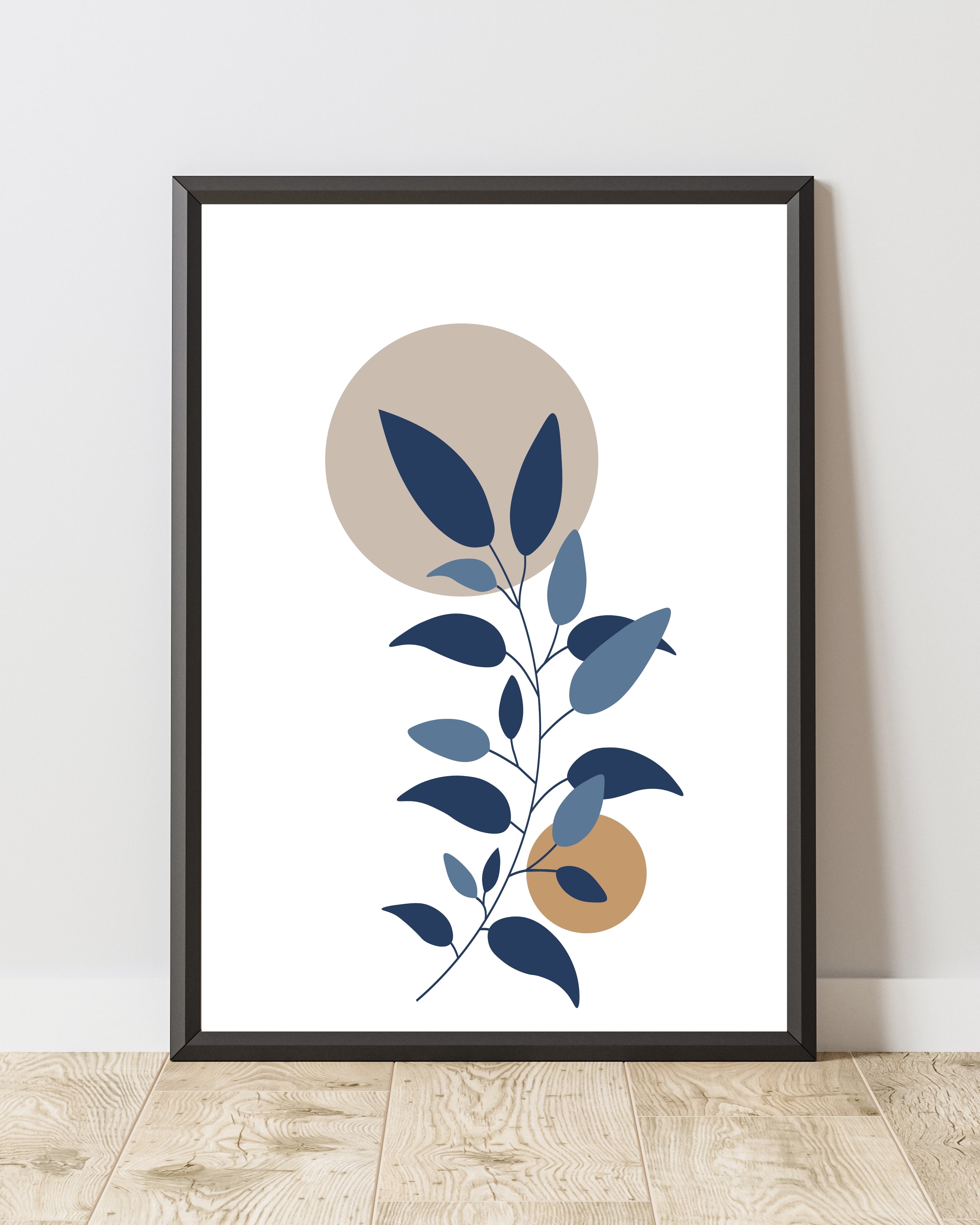 Blue Botanical Abstract Wall Art Print