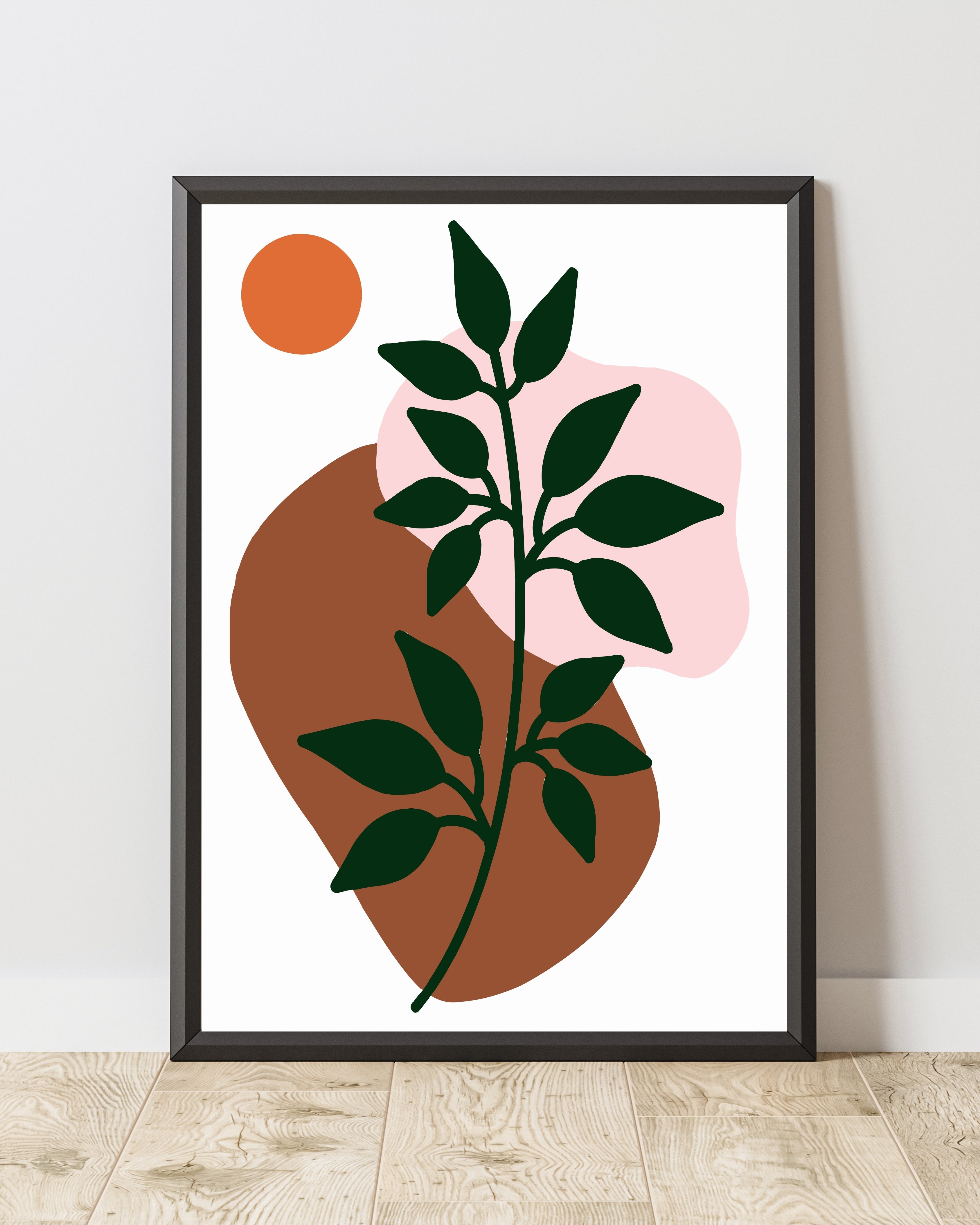 Abstract Botanical Wall Art – Earthy Minimalist Print