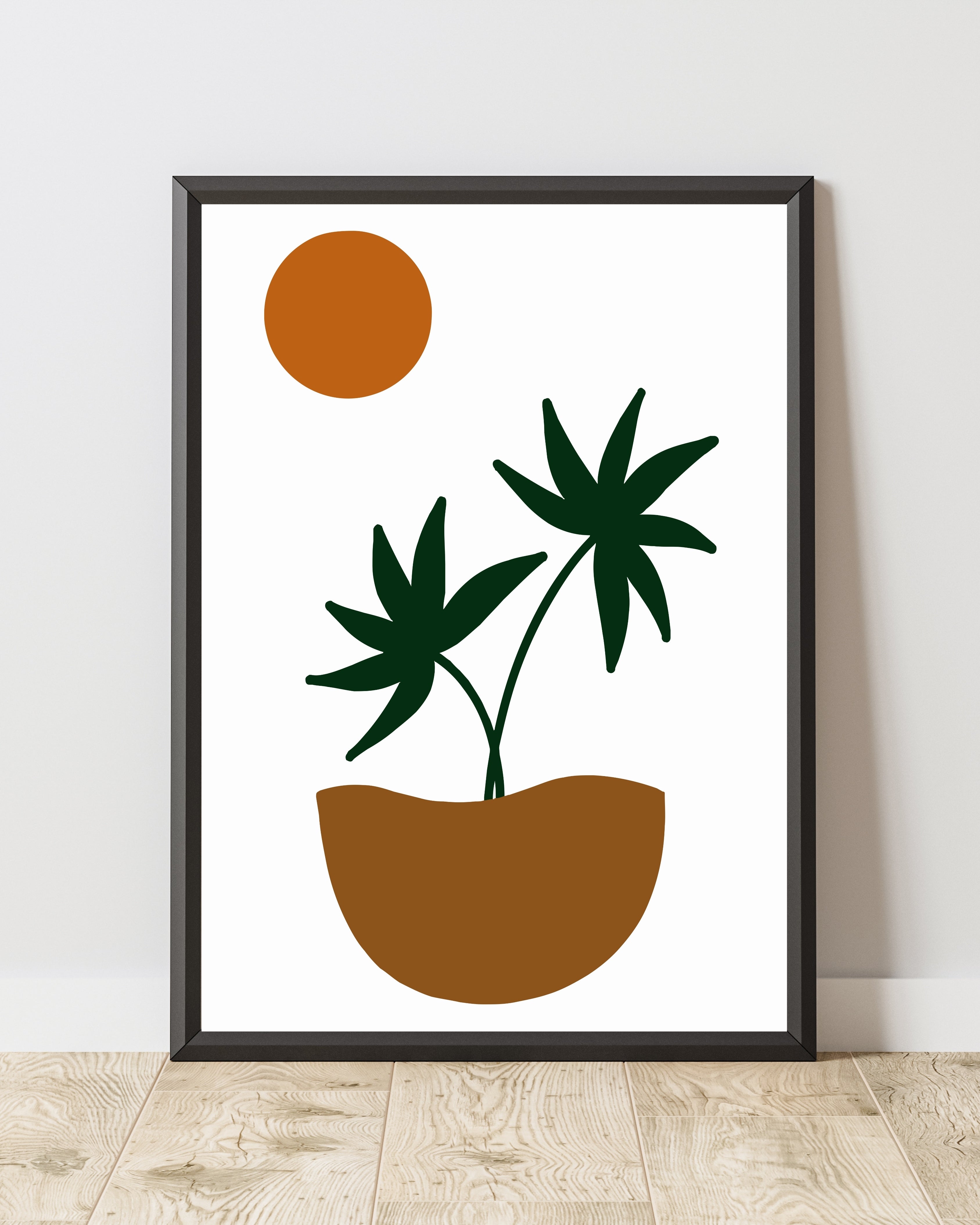 Abstract Palm Plant Wall Art – Minimalist Boho Print