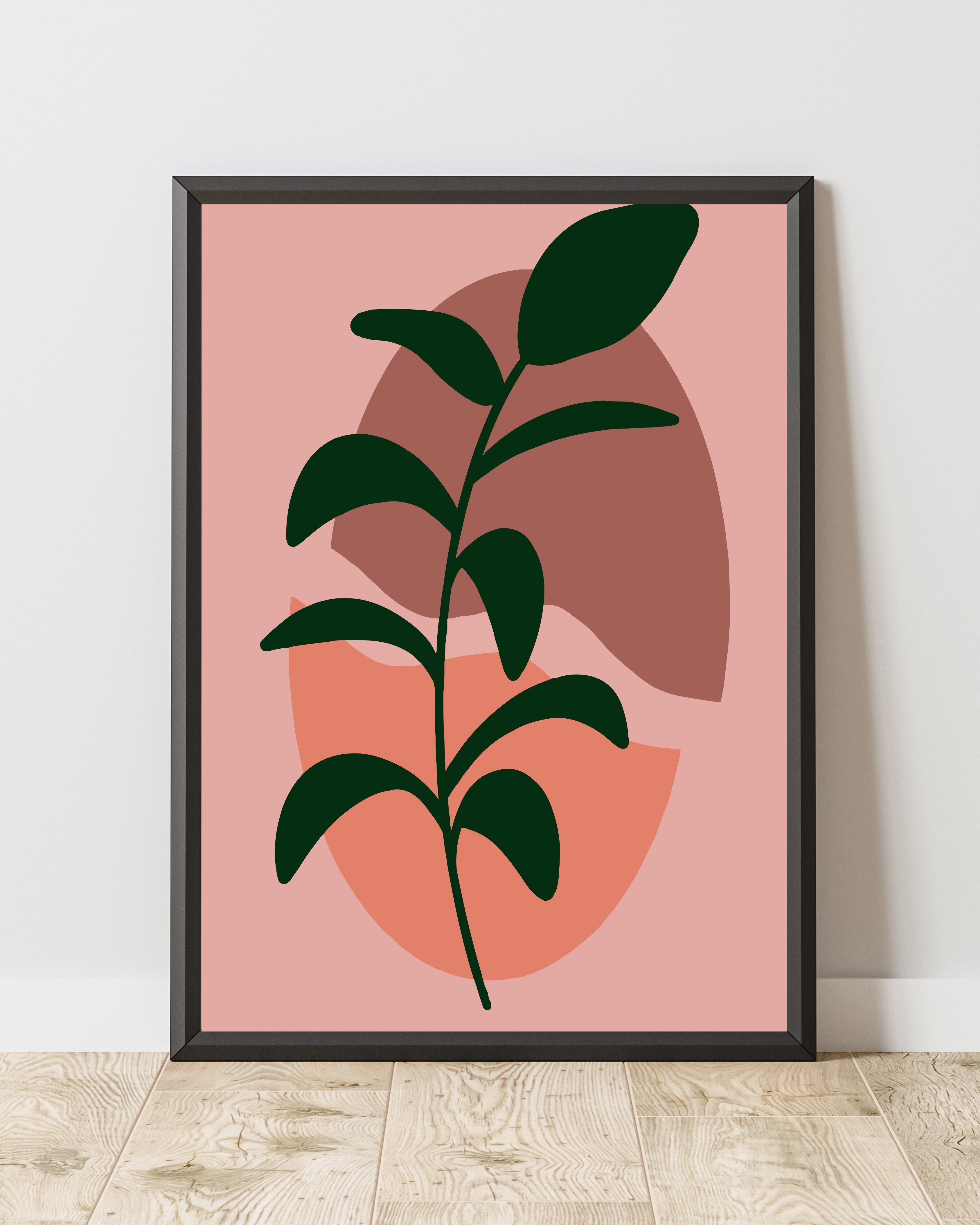 Abstract Botanical Wall Art – Pink and Earth Tone Print