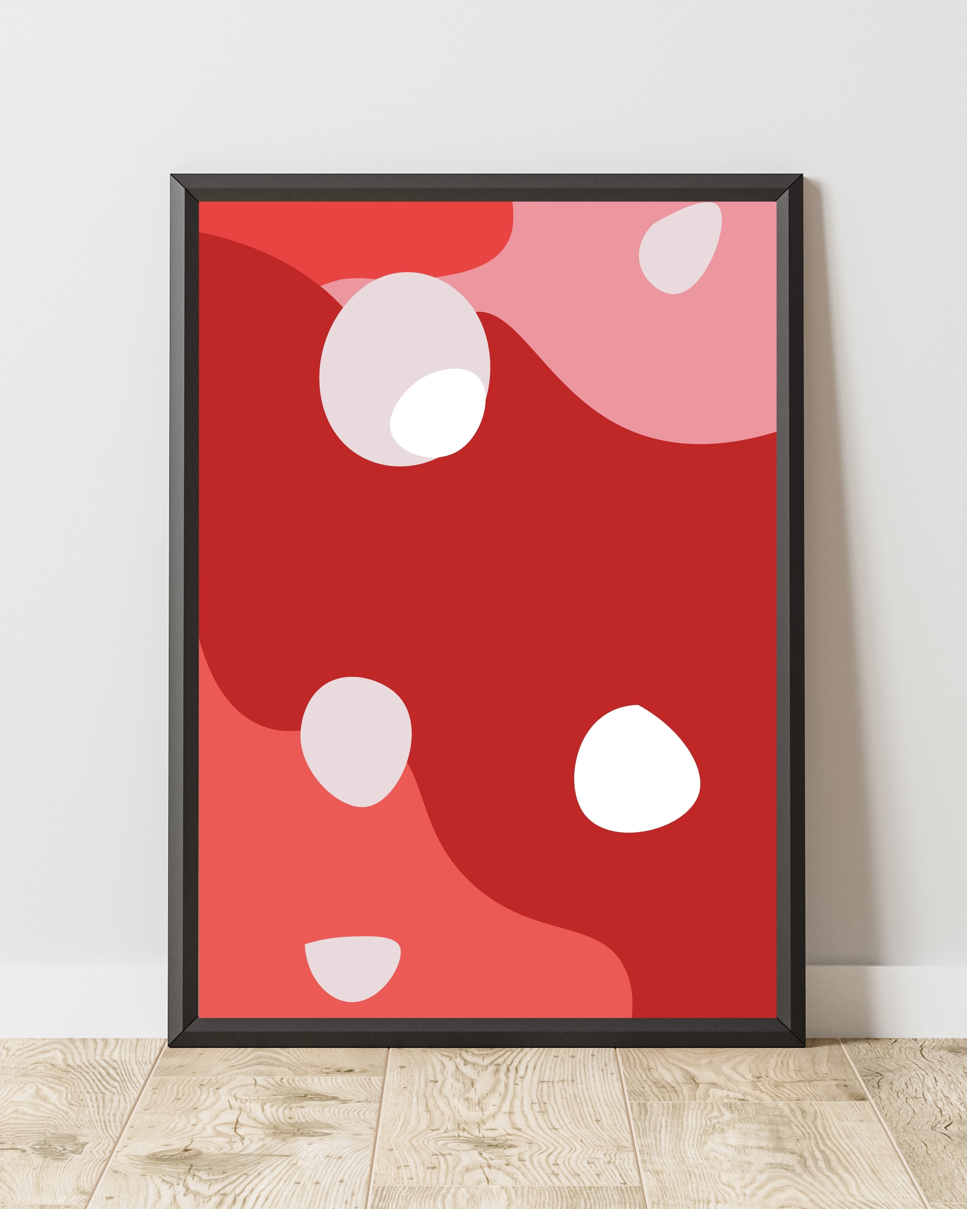 Bold Red Abstract Geometric Wall Art Print