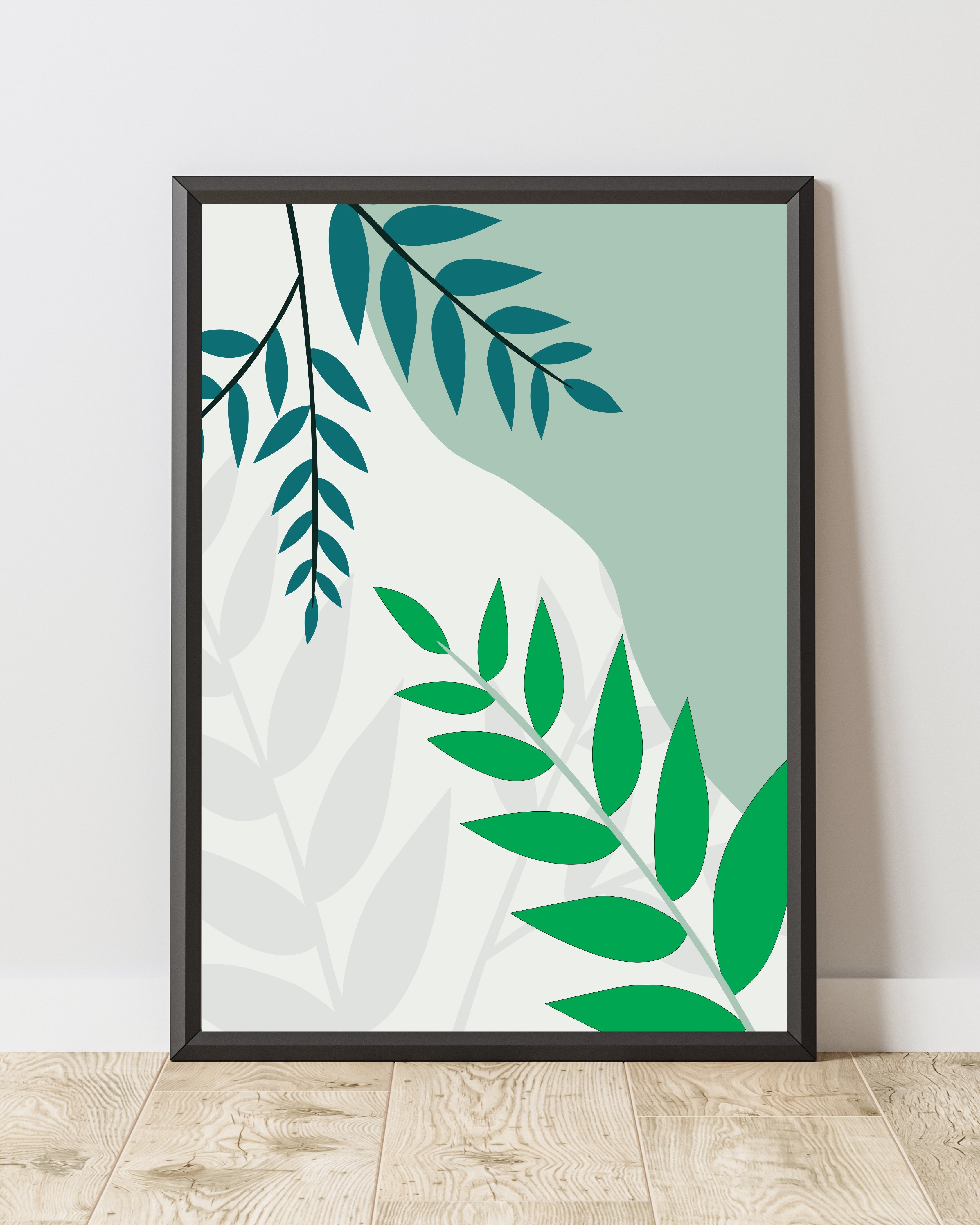 Modern Botanical Leaf Abstract Wall Art Print