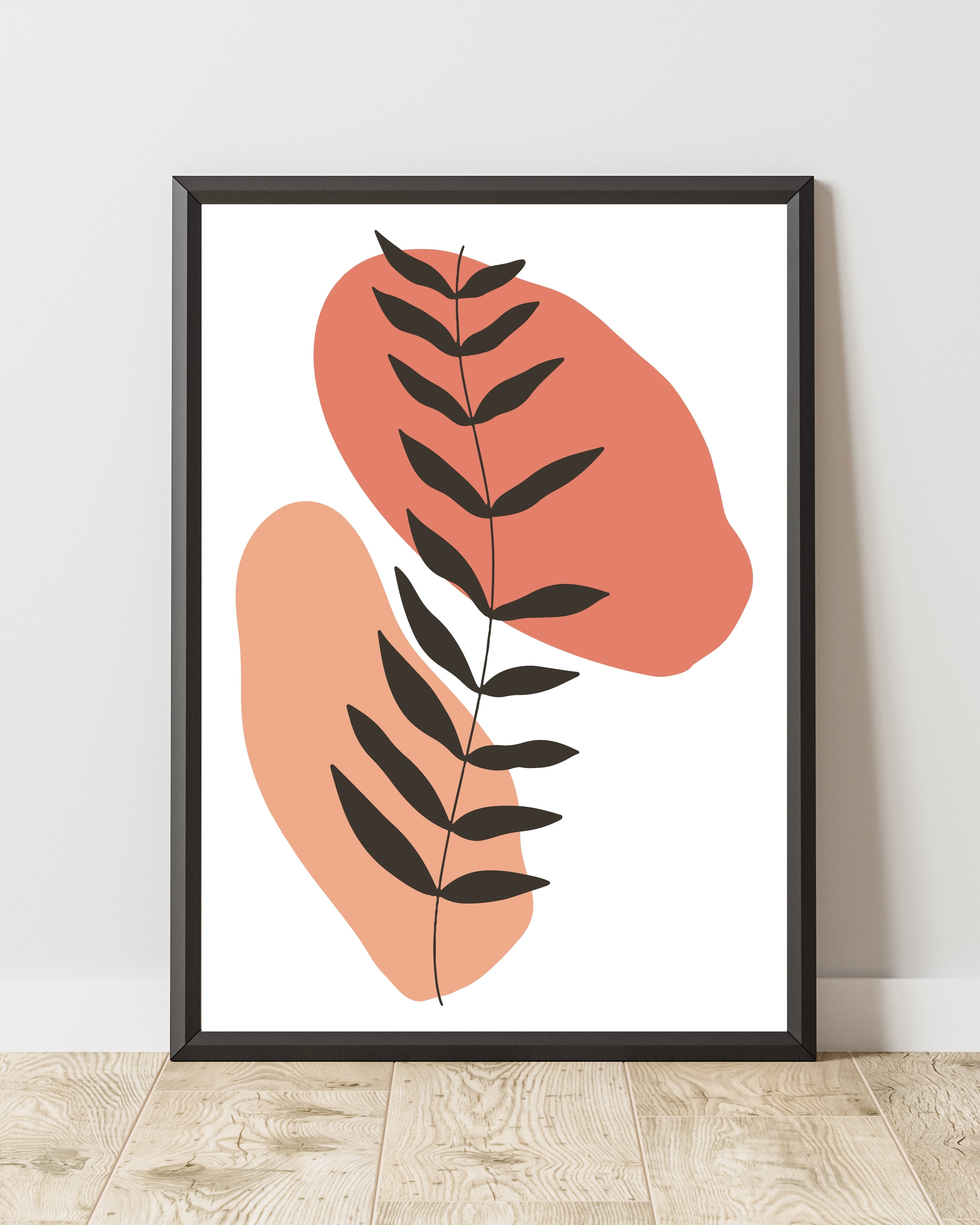 Abstract Botanical Wall Art – Terracotta Minimalist Print