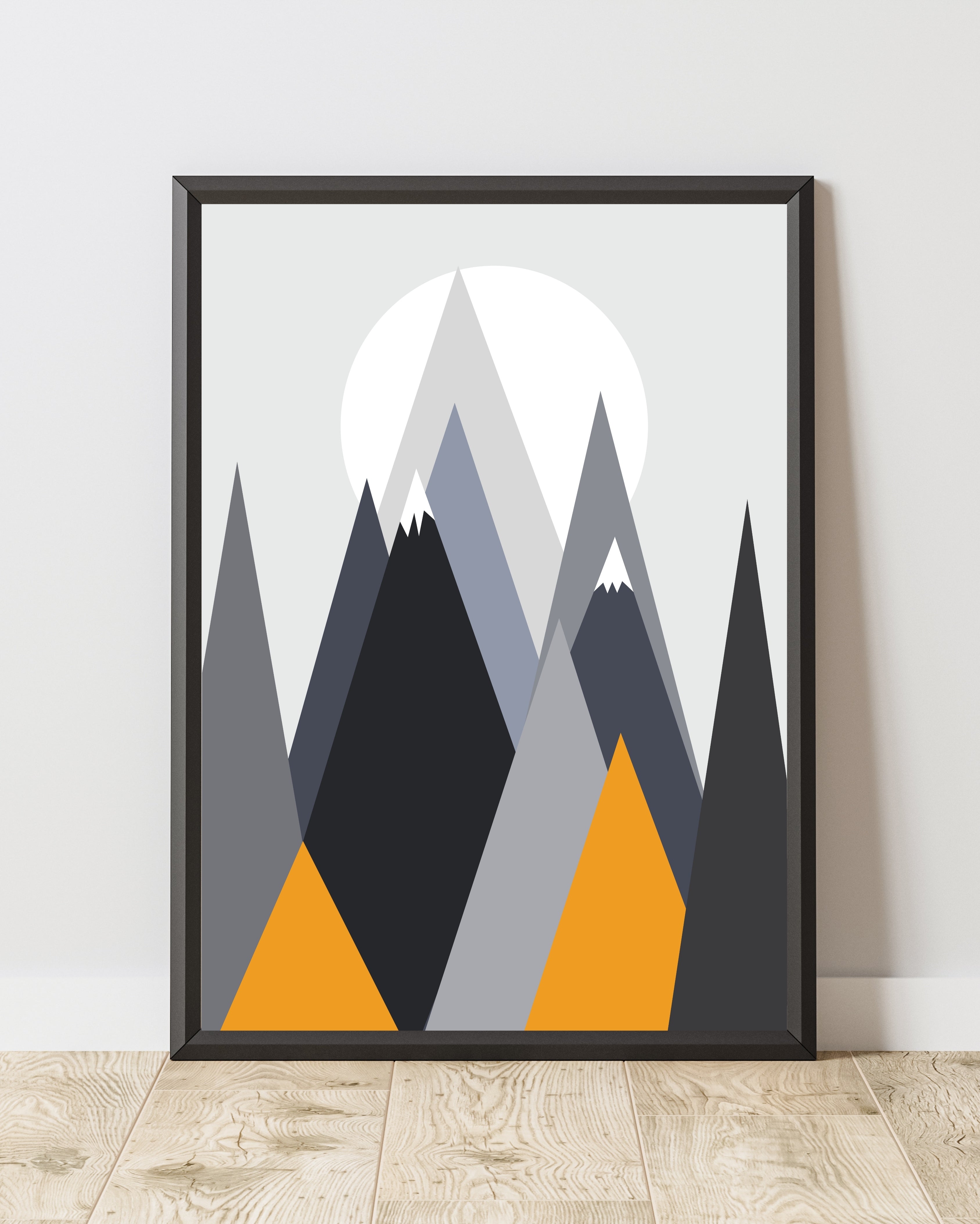 Abstract Geometric Mountain Wall Art Print