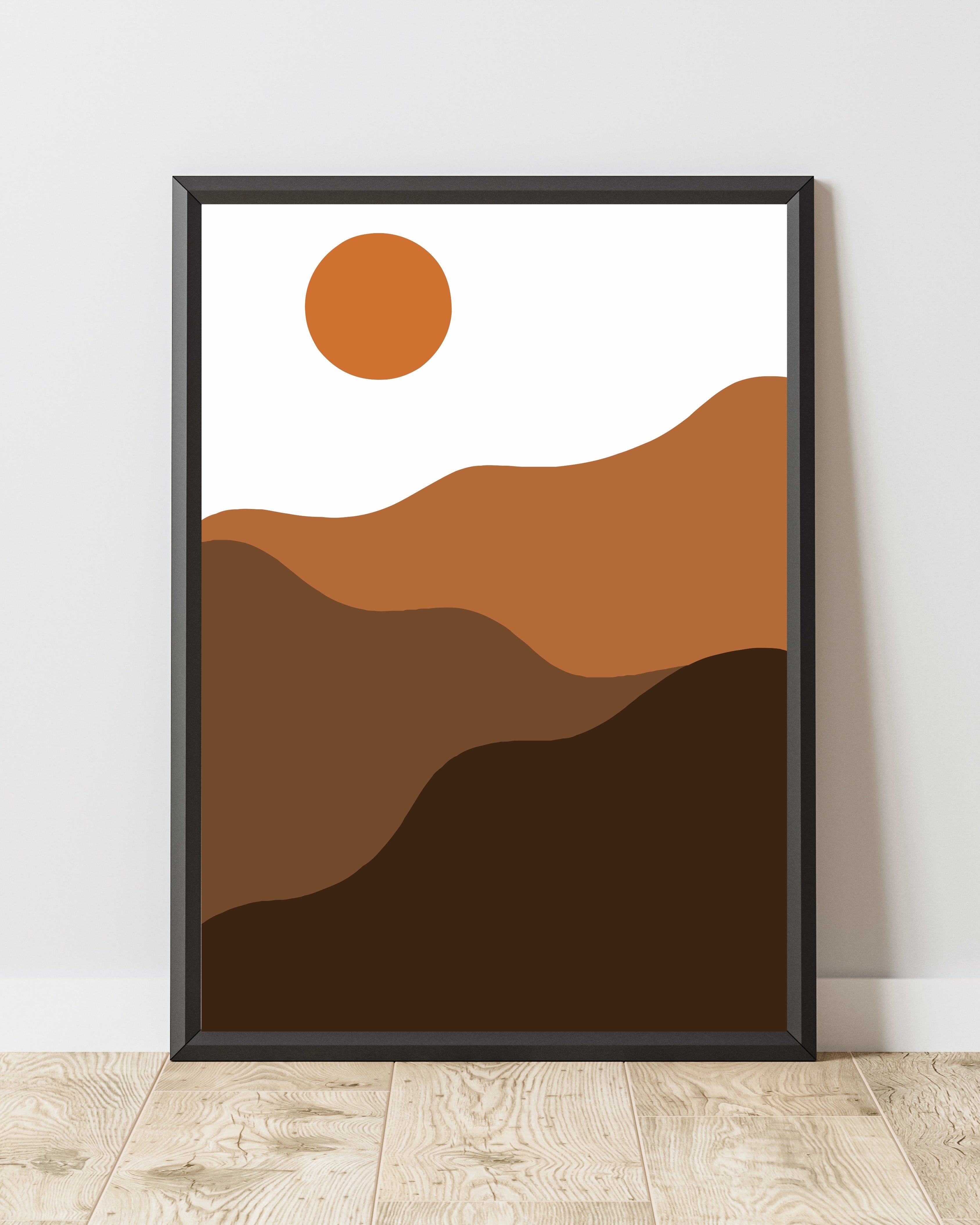 Minimalist Sunset Mountain Landscape Wall Art Print