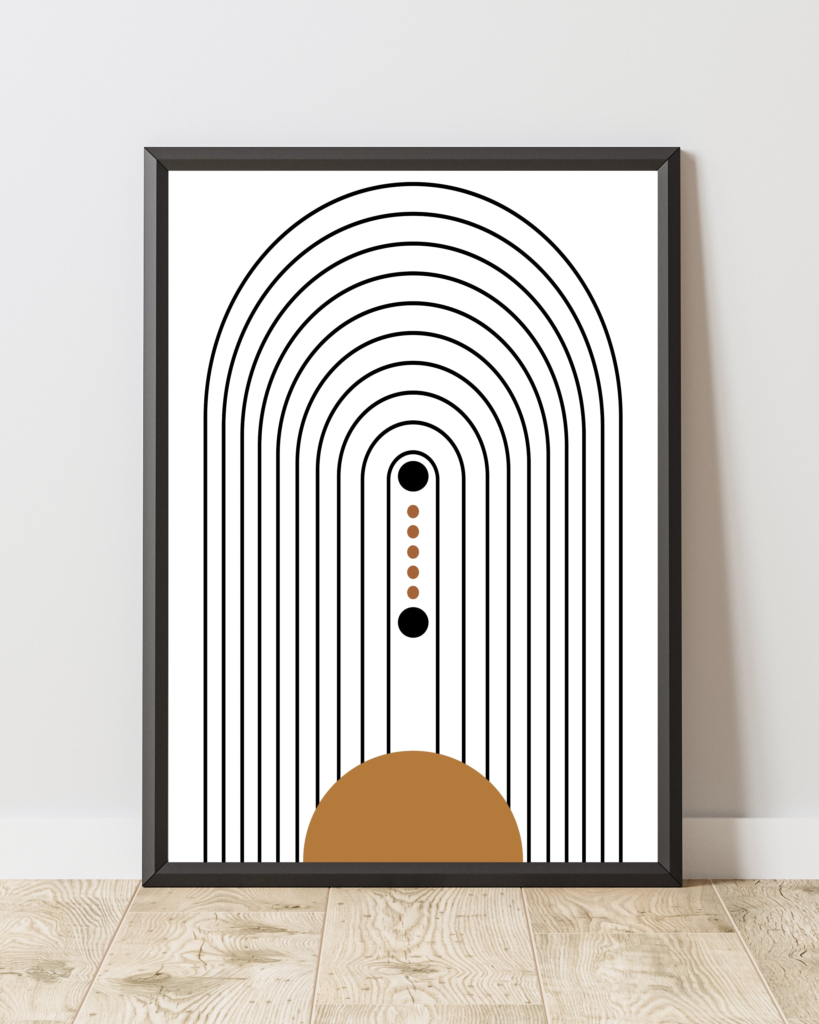 Modern Geometric Arch Wall Art with Dot Accents