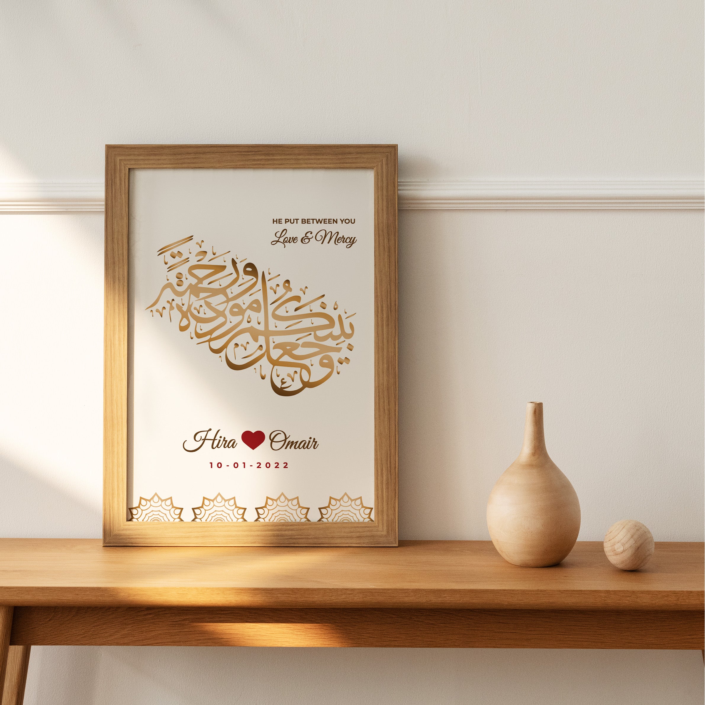 Personalized Islamic Wedding Calligraphy Print – Quran 30:21