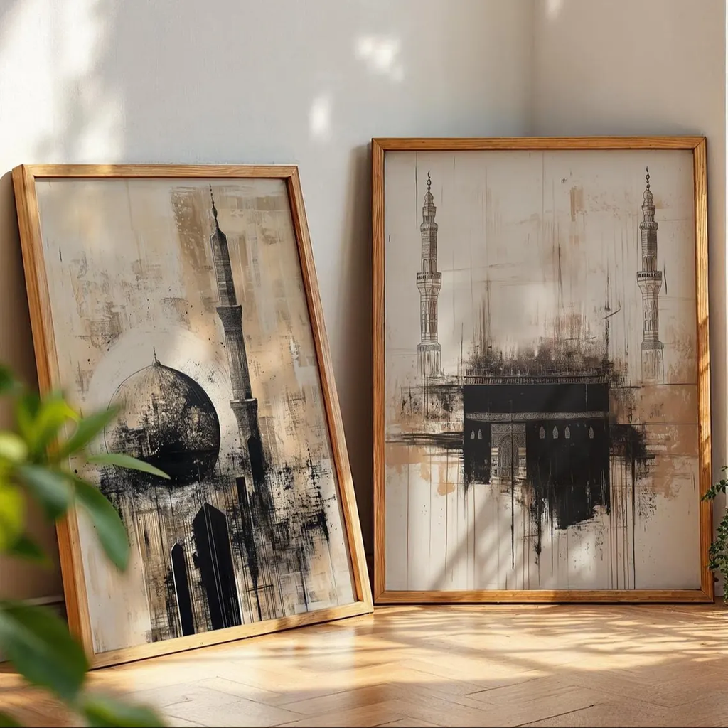 Islamic Wall Art Set – Kaaba & Masjid-e-Nabwi