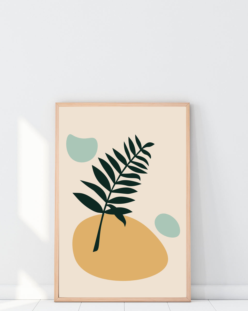 Botanical Leaf Abstract Wall Art in Green and Mustard