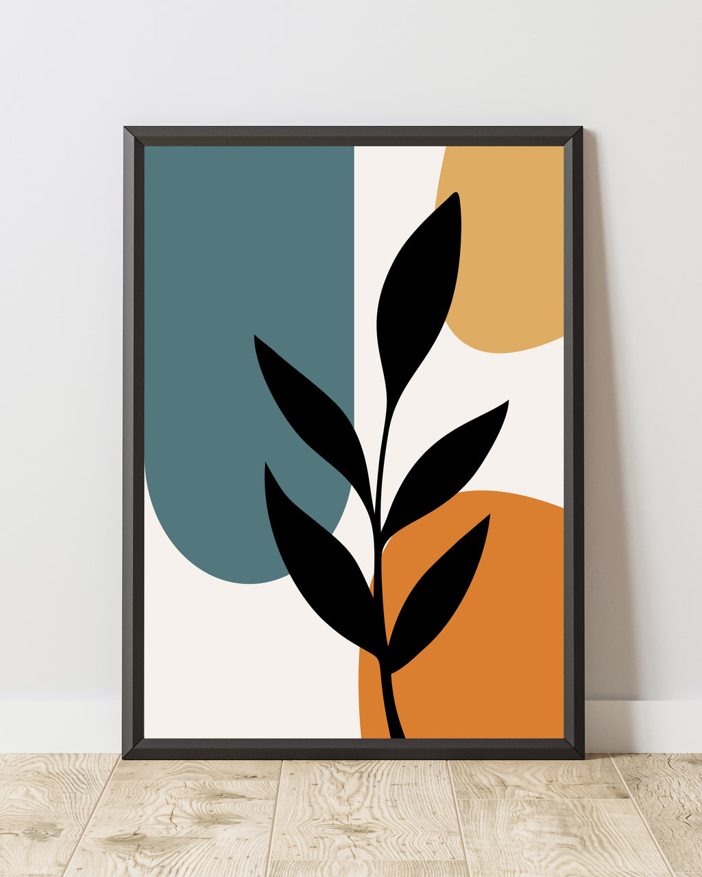 Abstract Botanical Leaf Wall Art – Modern Color Block Print