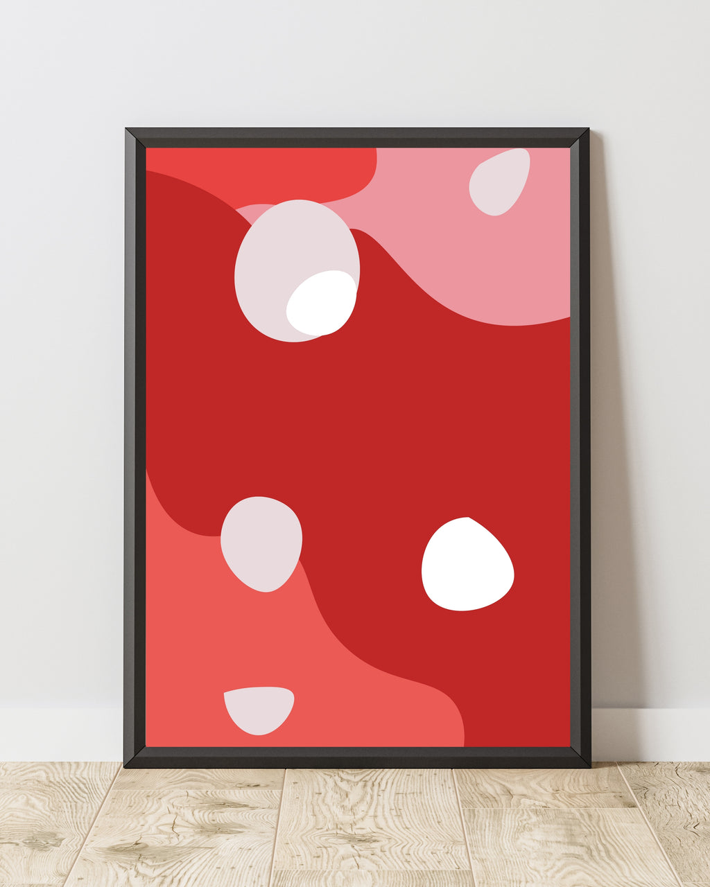 Bold Red Abstract Geometric Wall Art Print