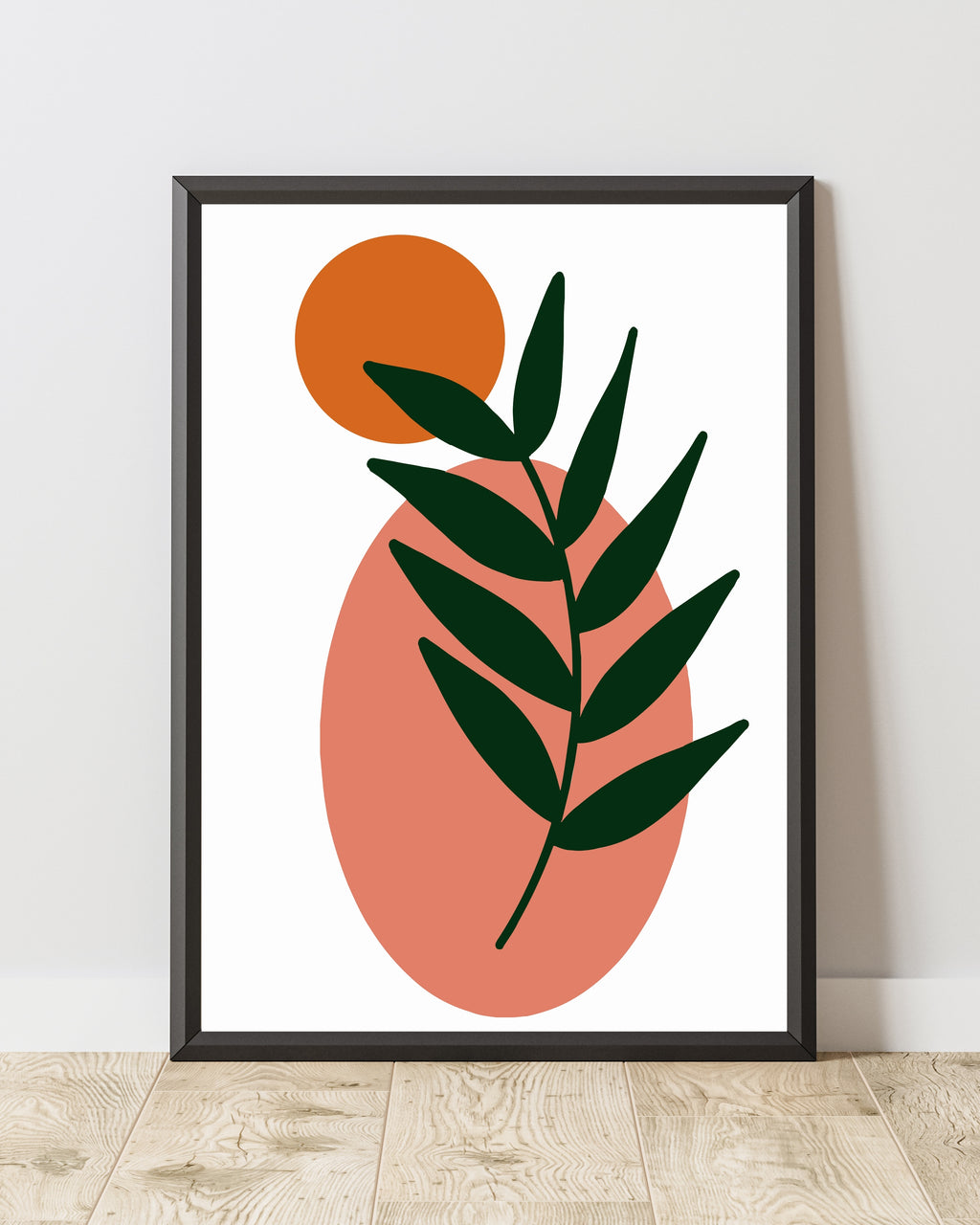 Abstract Botanical Leaf Wall Art – Terracotta Minimalist Print