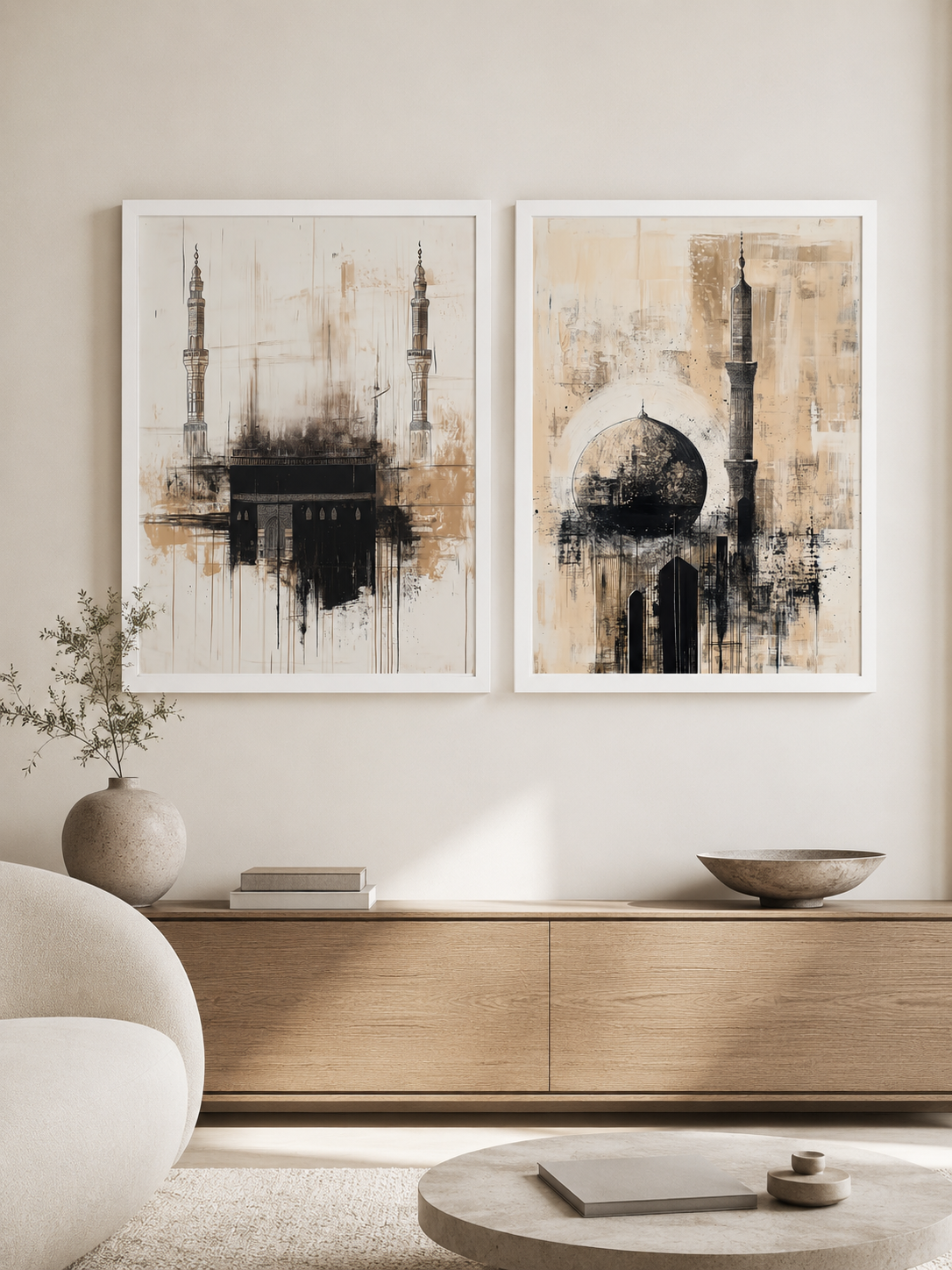 Kaaba & Masjid-e-Nabwi - Wall Frames Set
